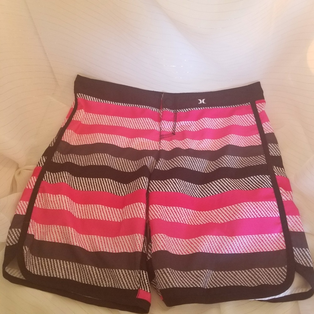 Hurley Junior's Black and Pink Boardshorts